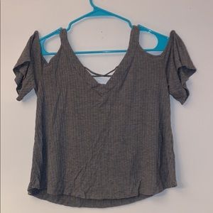 Gray off the shoulder shirt